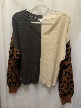 Blu Pepper Color Block Knit Sweater